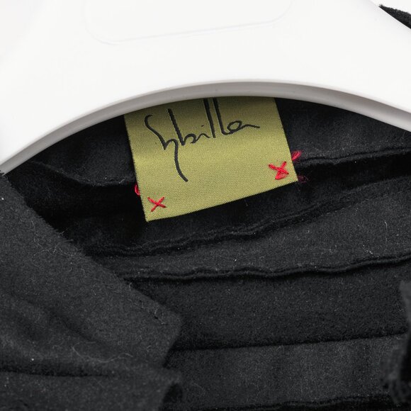 Sybilla Black Felt Pieced-Striped Coat - Picture 8 of 8